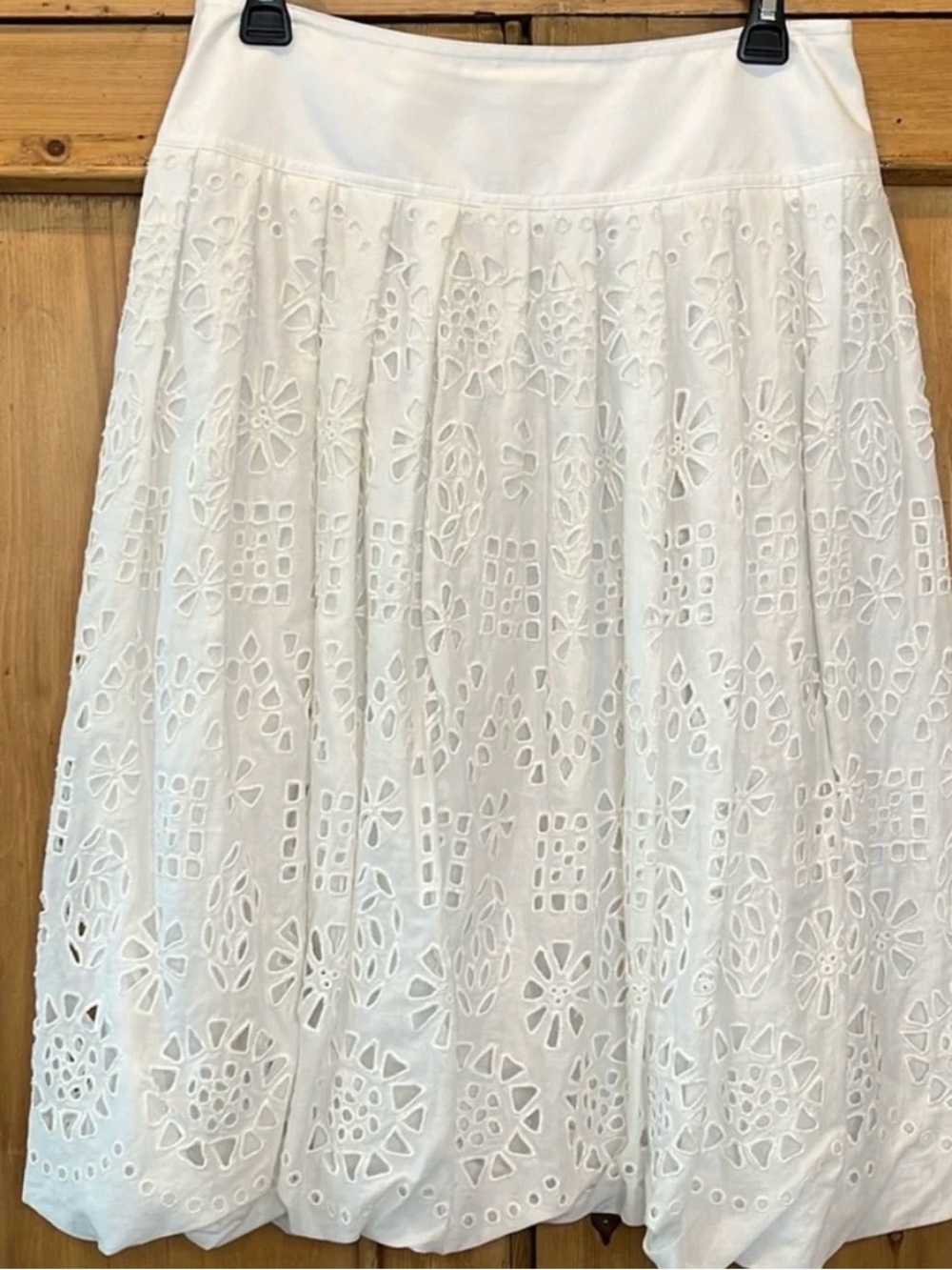 DKNY White Eyelet A-Line Skirt